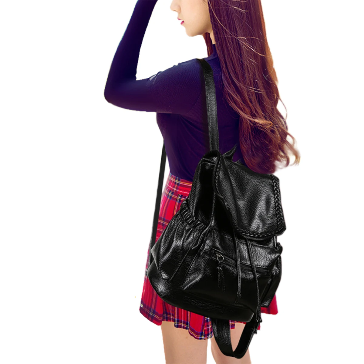 Одноцветный Модный женский рюкзак Большой Вместительный портативный на плечо