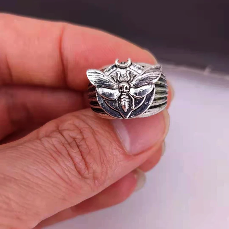 

5pcs Vintage Silver Plated Engraved Bee Butterfly Ring For Men Women Gothic Steampunk Party Anniversary Hip Hop Jewelry Gift