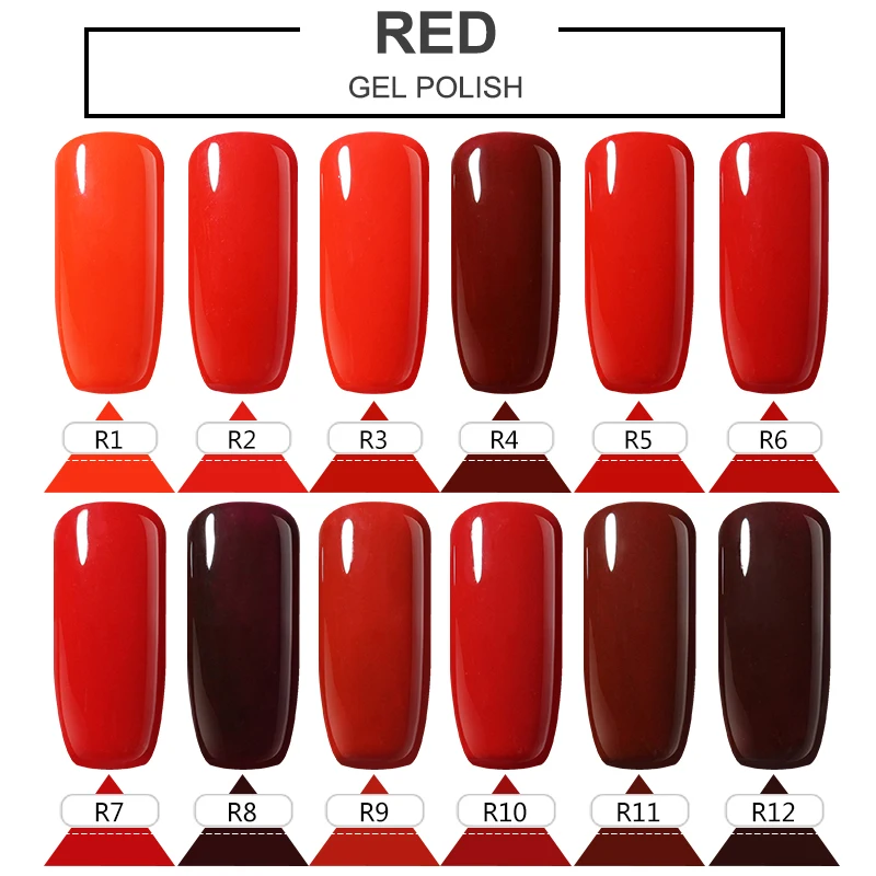 Belle Fille Розовый Красный Цвет гель лак для ногтей украшение Блестящий Vernis Гель УФ 10