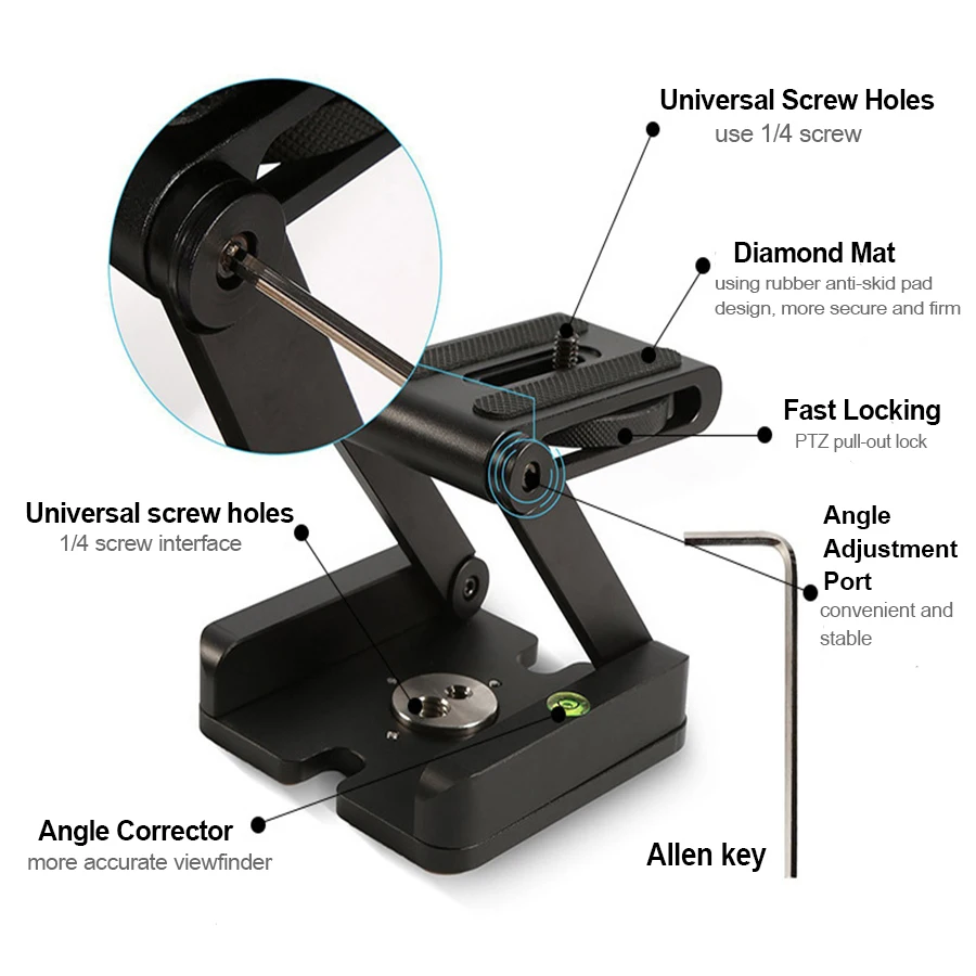 Складная подставка MAMEN Z типа с быстроразъемной пластиной и винтовым отверстием
