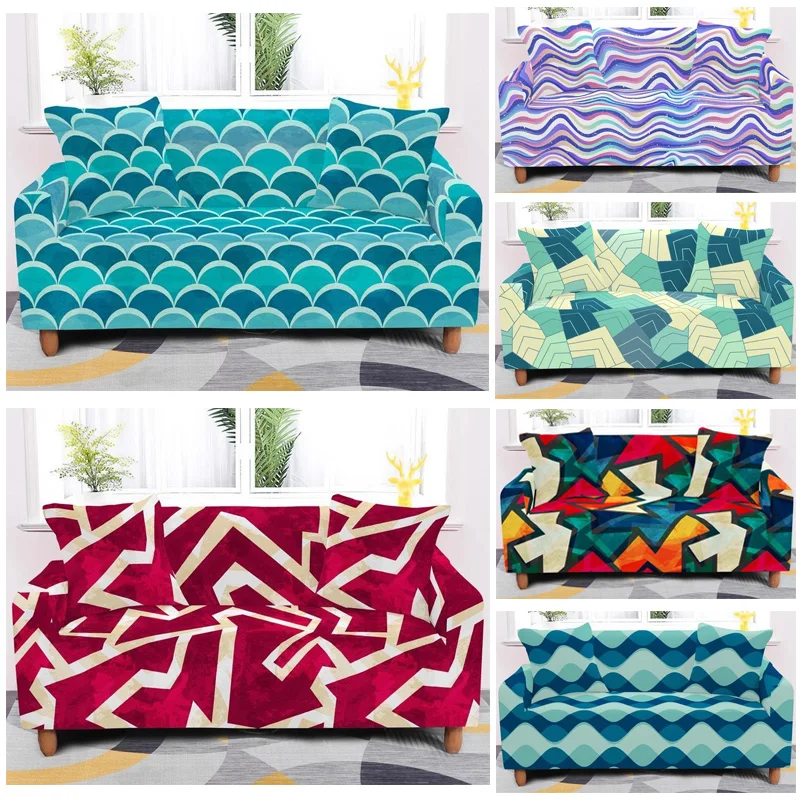 

Эластичный чехол для дивана с геометрическим рисунком для гостиной, современный секционный чехол для углового дивана, защитный чехол для д...