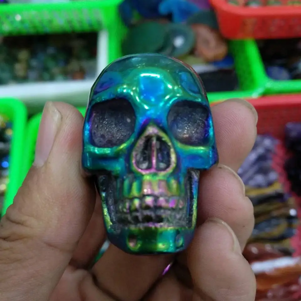 

2inch Angel rainbow halo quartz crystal skull