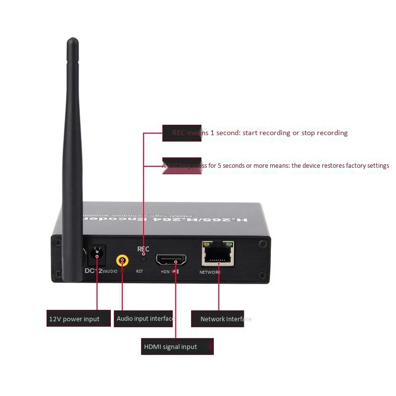 

MOOL H.265 H.264 HDMI Video Audio Wifi Encoder Iptvs Rtsp Rtmp Onvif for Computer screen recording and monitoring TF(US Plug)