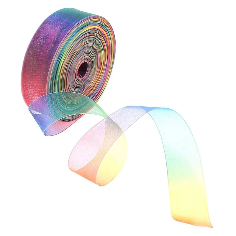 Лента из органзы 50 ярдов 25 мм блестящие прозрачные атласные ленты декоративные