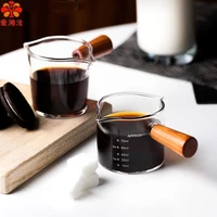aixiangru italy espresso cups wooden handle glass retro milk mugs coffee measuring cup