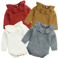 baby boy girl autumn winter clothes long sleeve solid color knitted warm romper jumpsuit playsuit newborn clothes
