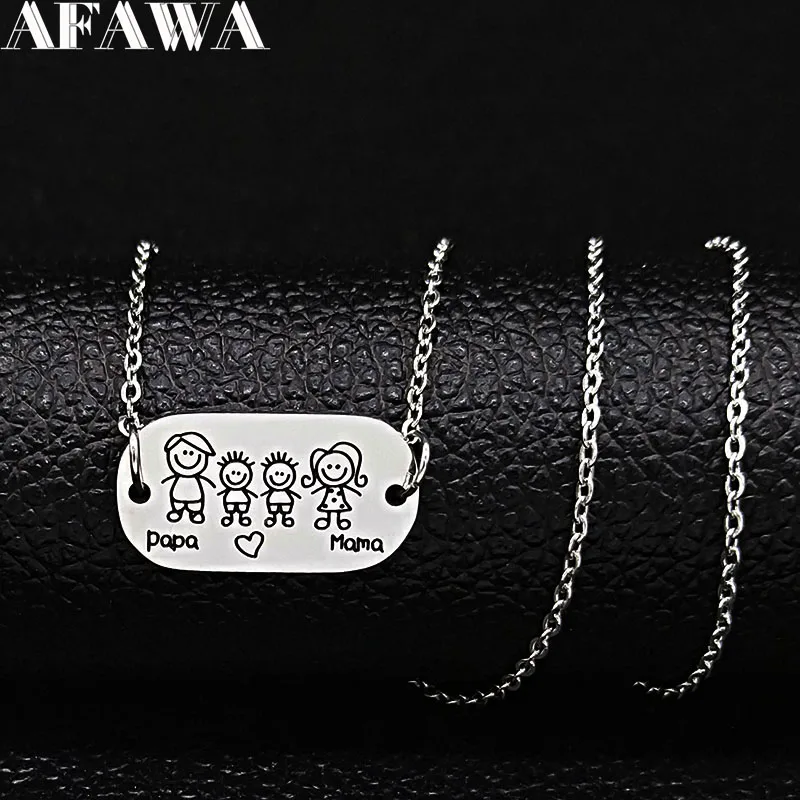 Ожерелье с цепочкой из нержавеющей стали для семьи PAPA MAMA двумя мальчиками