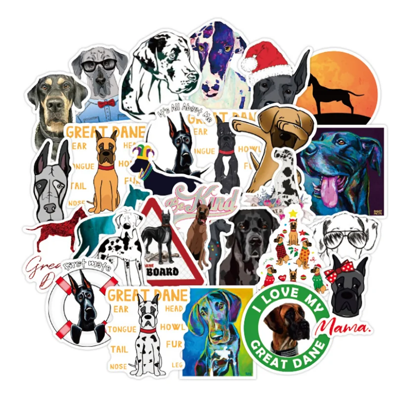 

10/30/50PCS Cute Great Dane Dog Pet American Drama Graffiti Luggage Laptop Guitar Waterproof Sticker Wholesale