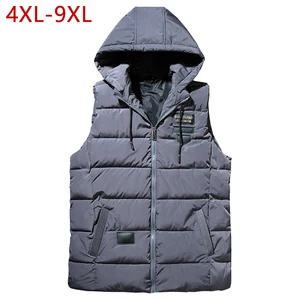 Хлопковая мужская жилетка, теплая Повседневная парка, Классическая Толстая мешковатая ветровка без рукавов, большие размеры 4XL-9XL, Осень-зима