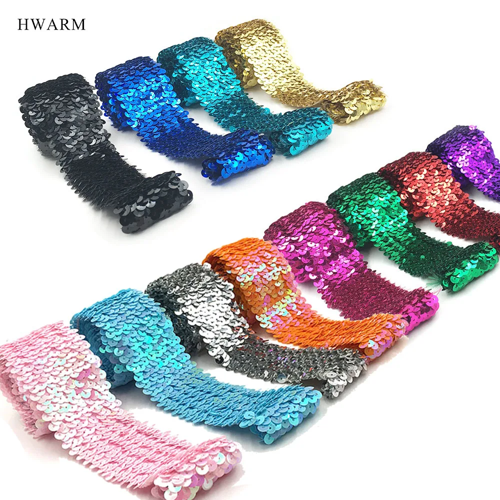 10 ярдов 4 8 см эластичные блестки бисер кружевная ткань ремешок аксессуары для