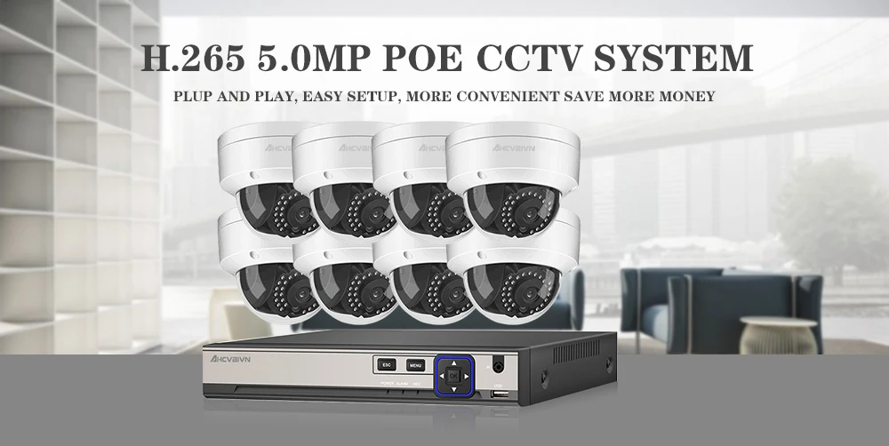 Full HD 5.0MP 8-канальная система видеонаблюдения 8 шт. 5MP антивандальный Водонепроницаемый купол ip-камера POE NVR CCTV Kit HDMI P2P Email Alarm xmeye