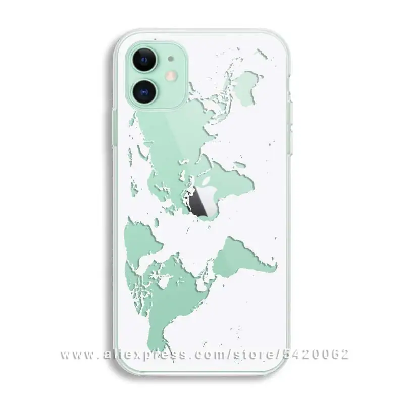 Роскошный дорожный Мягкий ТПУ чехол для телефона с картой мира для iPhone 11 Pro XR XS Max прозрачный силиконовый чехол для iPhone 6 7 8 Plus - Цвет: 30149
