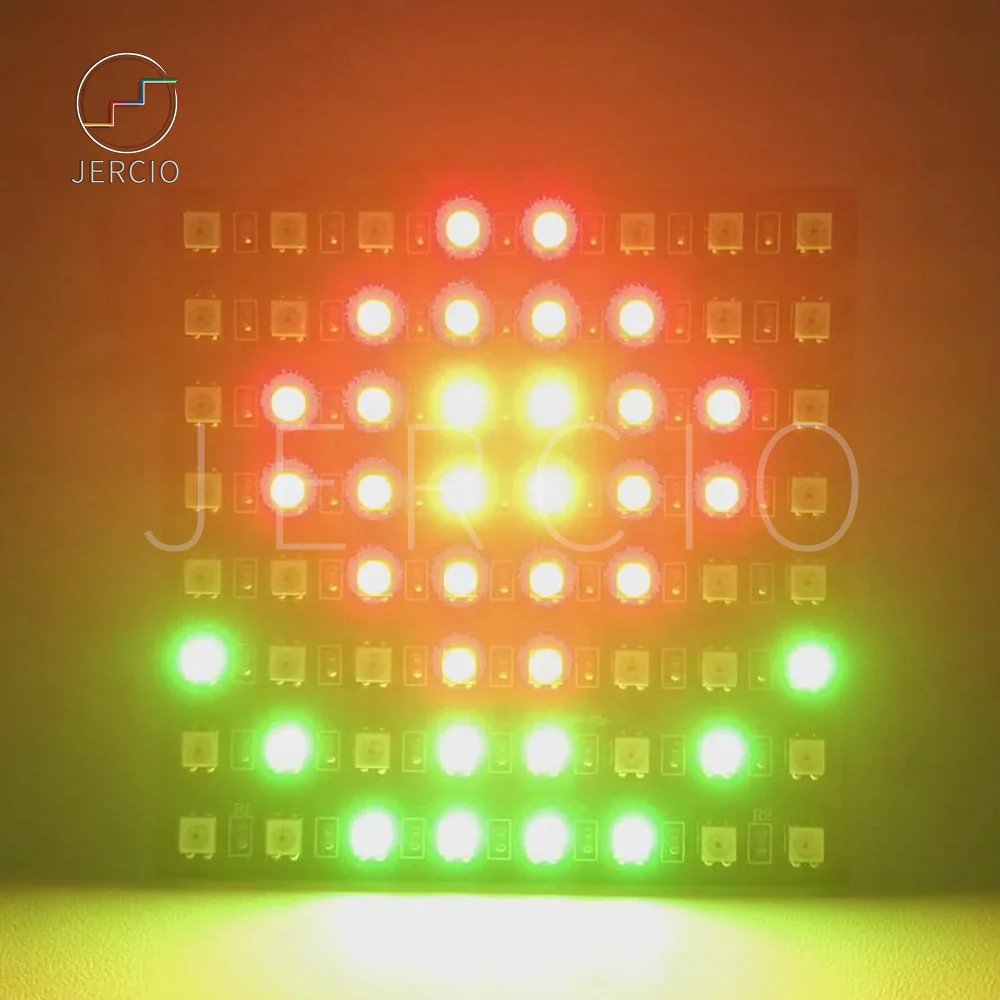 JERCIO WS2812B 8x8 пикселей модуль панели управления пикселей экран Neopixel матрица WS2812 индивидуально адресуемый IC чип DC5V пользовательский дом