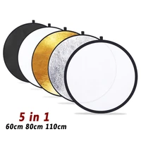 60cm 80cm 110cm 5in1 reflector photography collapsible portable light diffuser round silver gold white for photography studio
