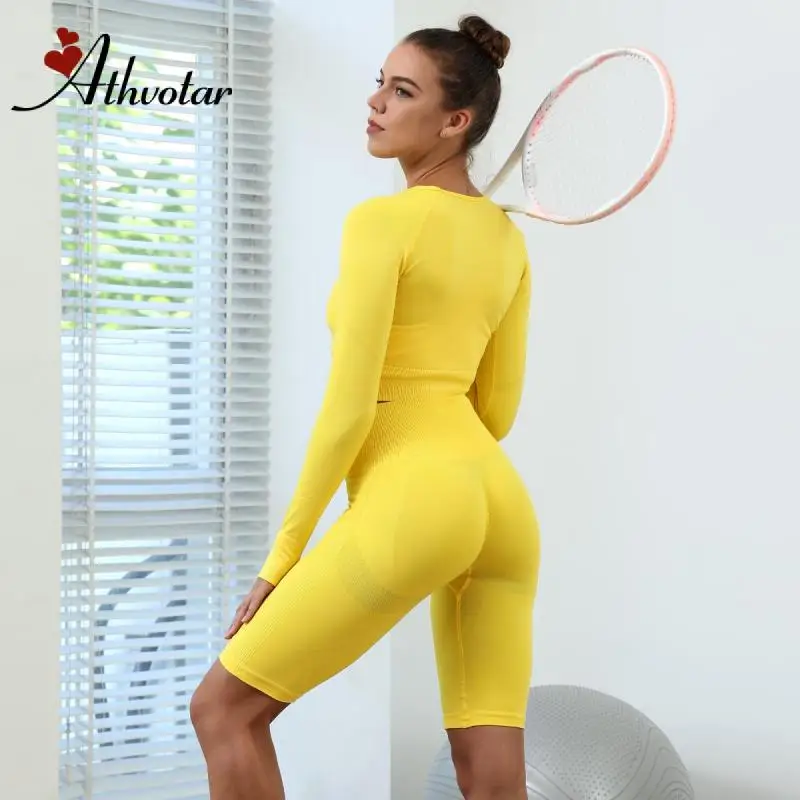 Комплект для йоги ATHVOTAR из 4 предметов спортивный костюм с длинным рукавом