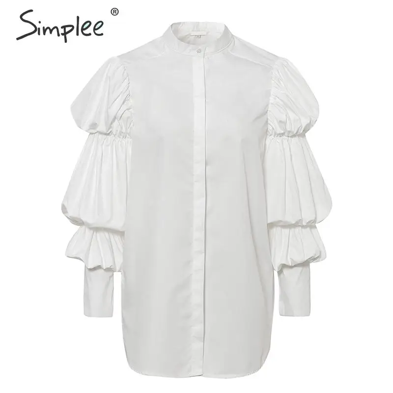 Simplee модная женская блузка с пышными рукавами рубашка на осень и зиму женские