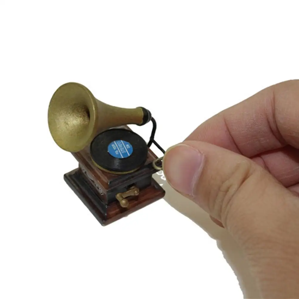 Миниатюрный Кукольный домик 1:12 деревянная мебель Модель ретро-граммофон