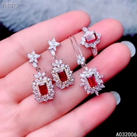 kjjeaxcmy fine jewelry 925 sterling silver natural garnet earrings ring pendant necklace classic ladies suit support testing