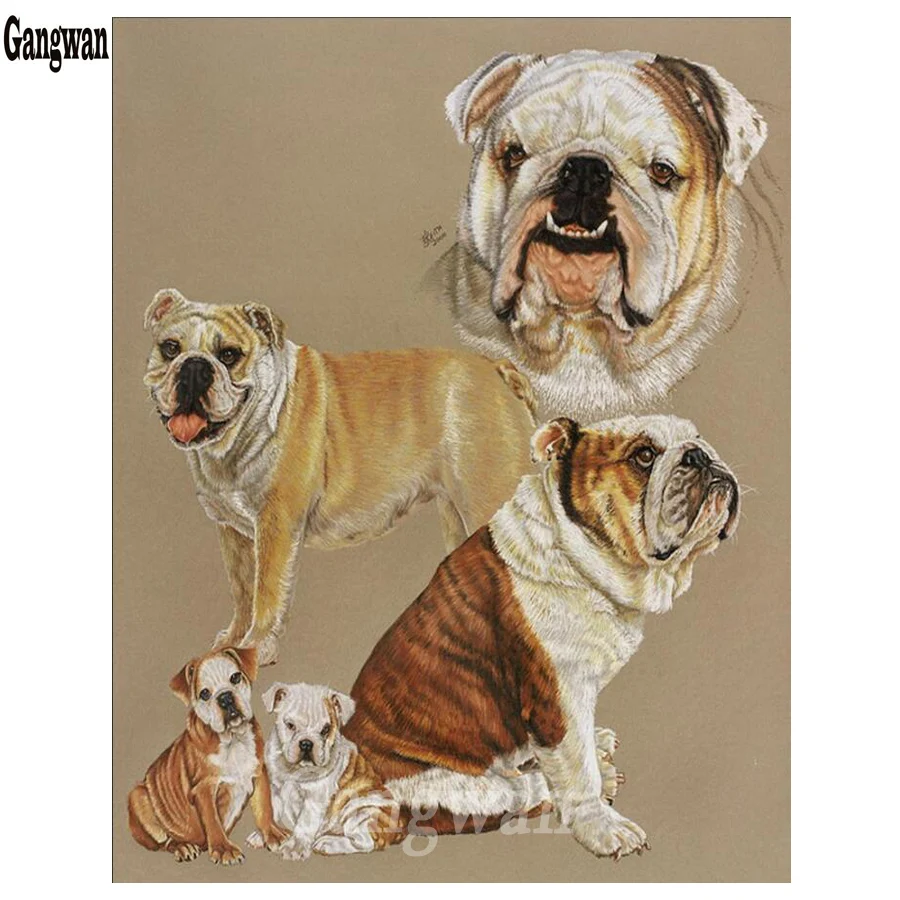 Английская бульдог алмазная картина стразы квадратные круглые 2019 Новое