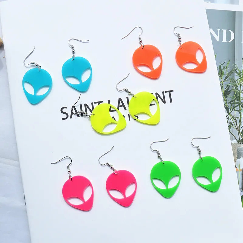 

Acrylic personality trendy street hip-hop earrings funny stage fluorescent nightclub simple alien earrings earrings