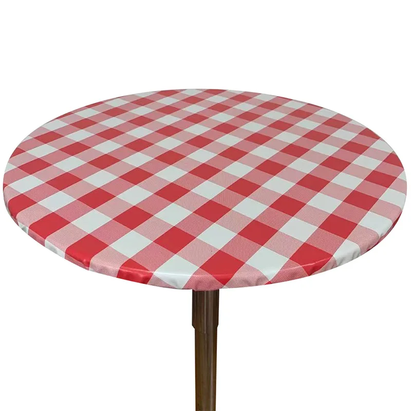 

Tablecloth Round Plaid Table Cover Waterproof Oilproof Tablecloth with Elastic Edged Fashion Dining Table Decor Coffee Table Pad