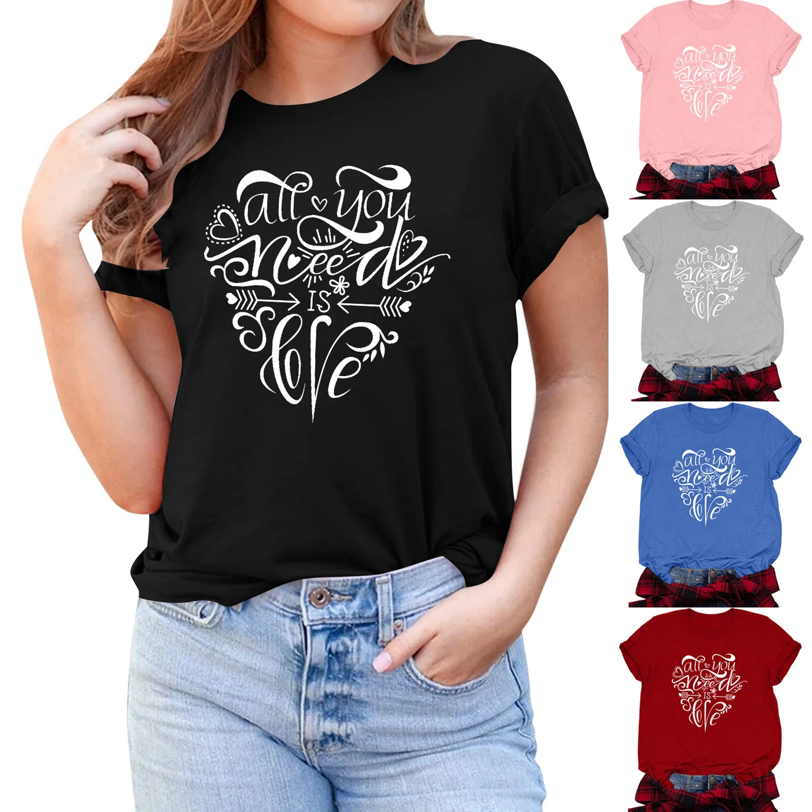 

2021top Women's T-shirt Letter Print Short-sleeved Floral Design Ladies Oneck Tshirt Tops Ladies Graphic Female Summer Aesthetic