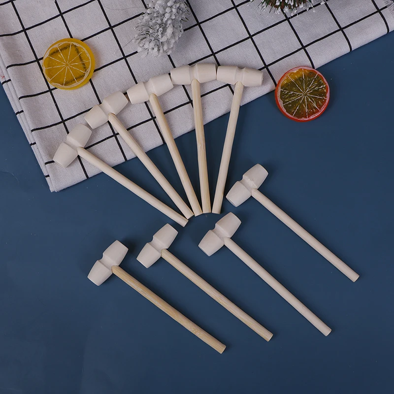 

10 Pcs Mini Wooden Hammer Ball Toy Pounder Replacement Wood Mallets Baby