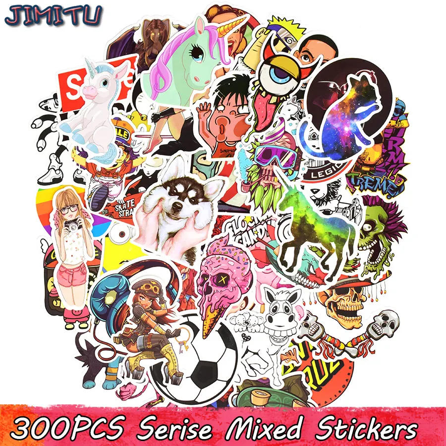 300 шт Случайные наклейки s смешанные рок аниме смешные JDM стикер сделай сам