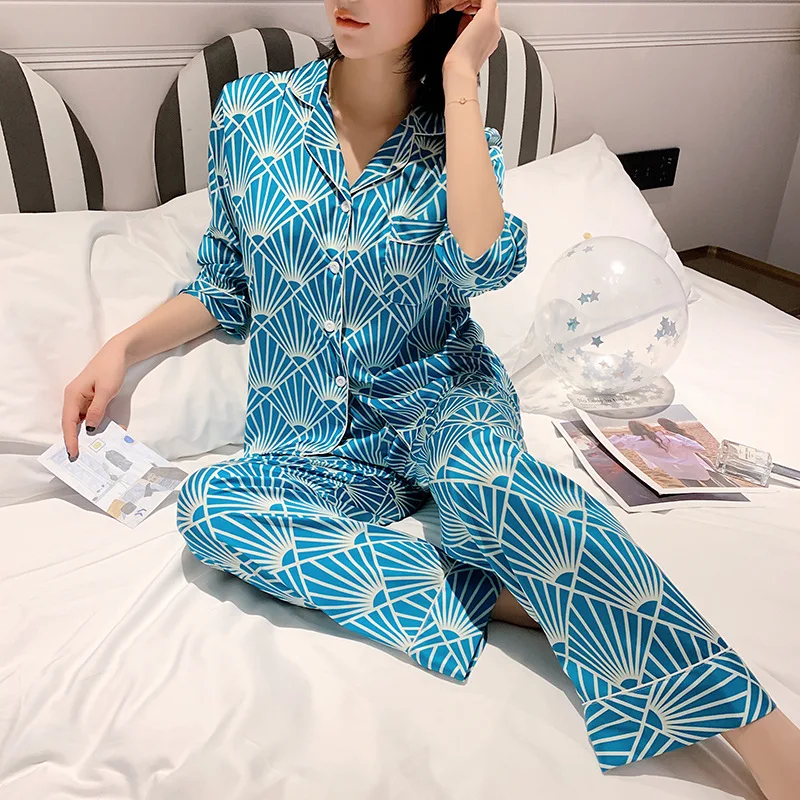 2020 летние атласные пижамы женские пижамные комплекты со штанами с цветочным