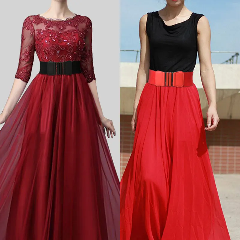 

Stylish Waist Belts Women Lady Popular Temperament Solid Elastic Cummerbunds Elegance Contracted Dress Adornment Waistband