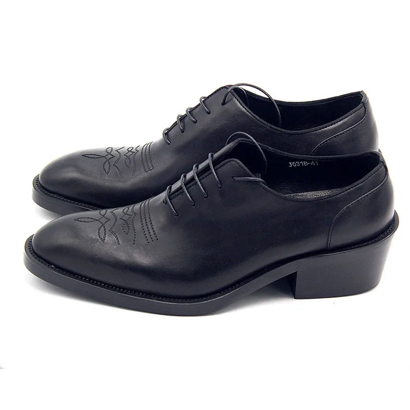 Мужские классические туфли на высоком каблуке сезон 2020 Модные Туфли оксфорды с