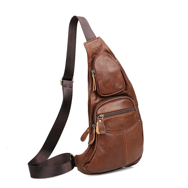 

Chest Bag Men Casual One Shoulder Diagonal Cross Bag Small Men's Bag Leather Bag Chest Bag