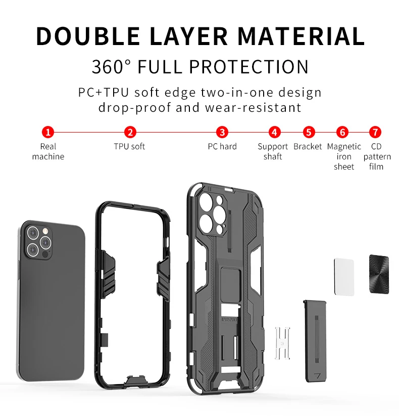 Phone Case For Xiaomi Redmi Note 10S 10 Pro 5G 4G Max Luxury Shockproof Armor Invisible Magnetic Bracket Protection Back Cover