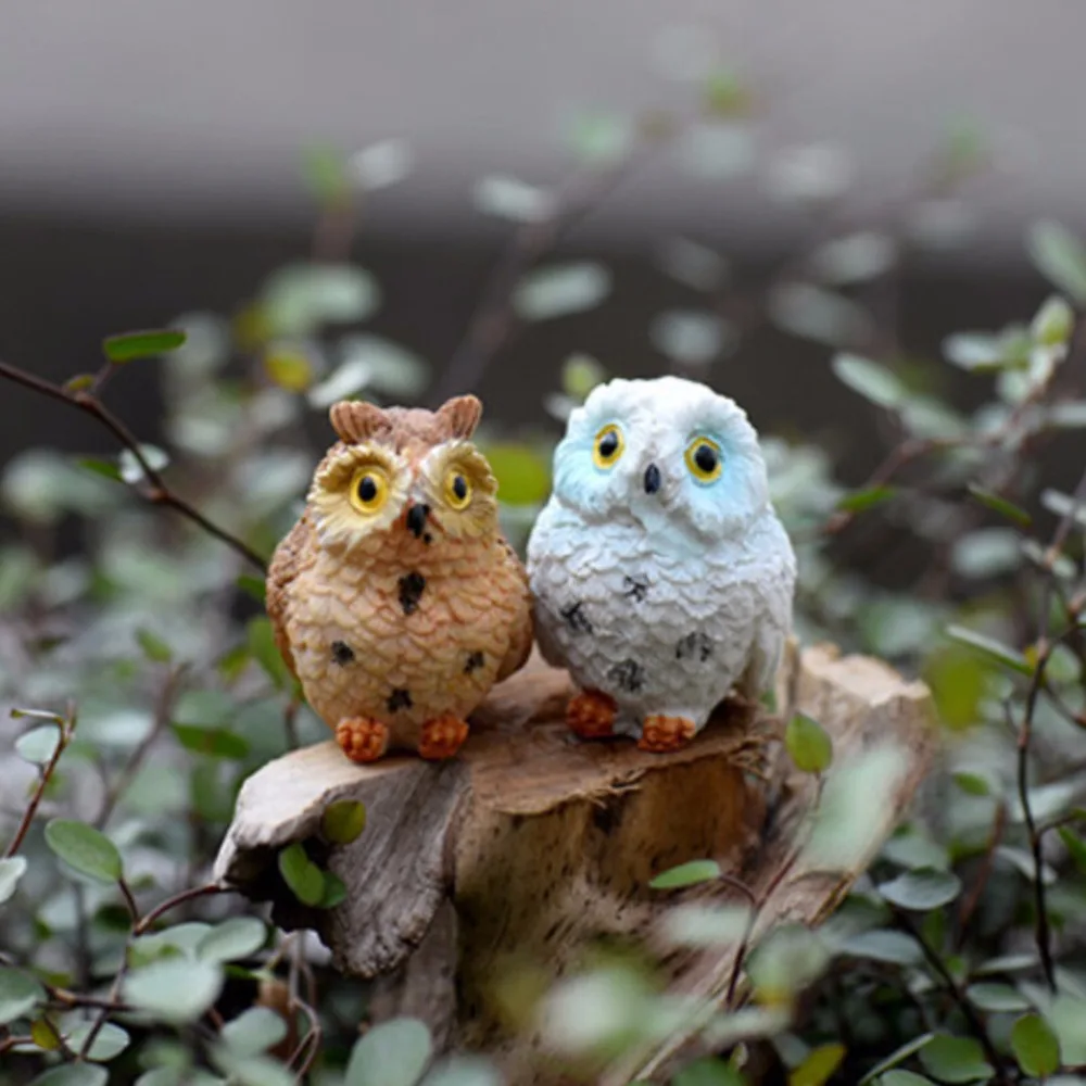 

Bonsai Pots Home Fairy Garden Ornament Decoration Moss Terrarium Decor Cute Owls Animal Resin Miniatures Figurine Craft