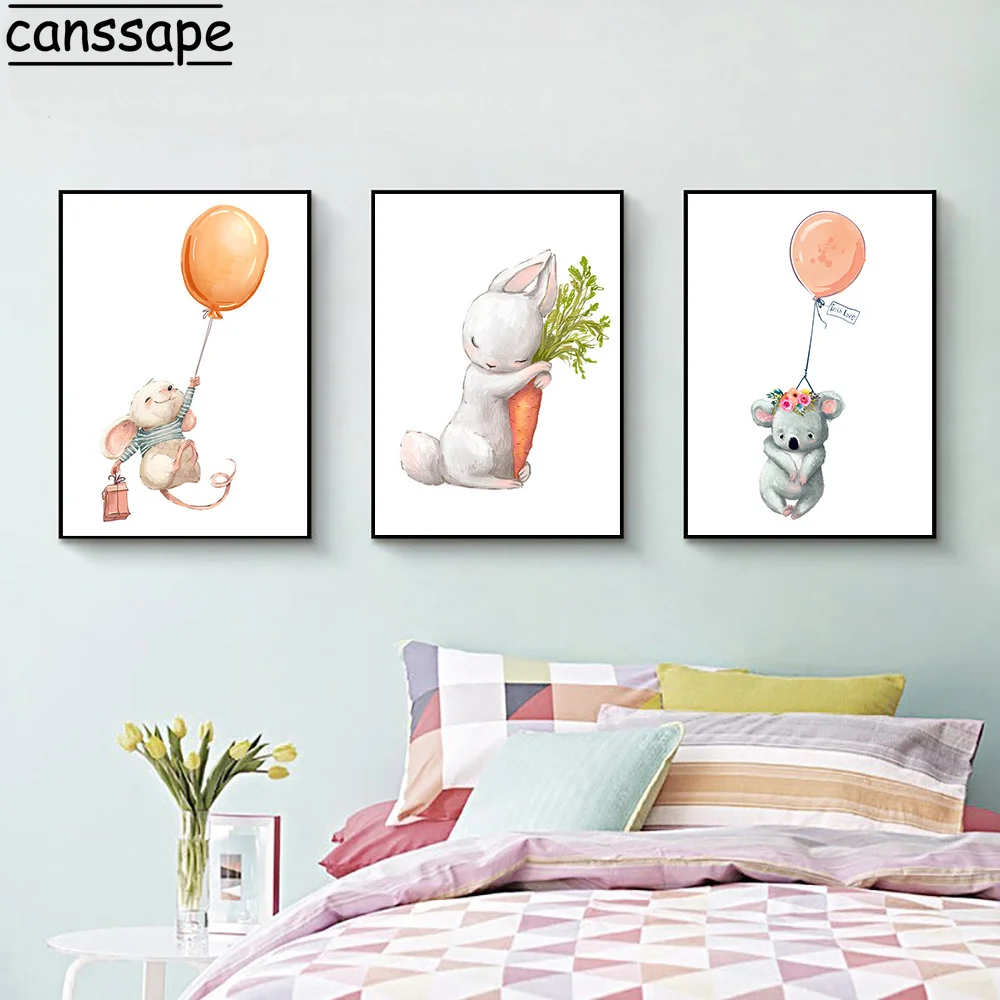 Кролик Воздушный шар для детской стены художественный принт коала кролик холст
