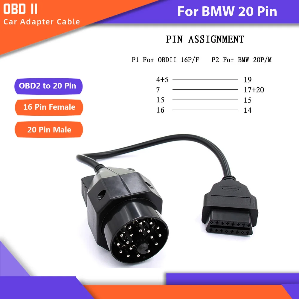 Лидер продаж OBD II адаптер для BMW 20 контактный разъем OBD2 16 pin гнездовой e36 e39 X5 Z3 20pin |