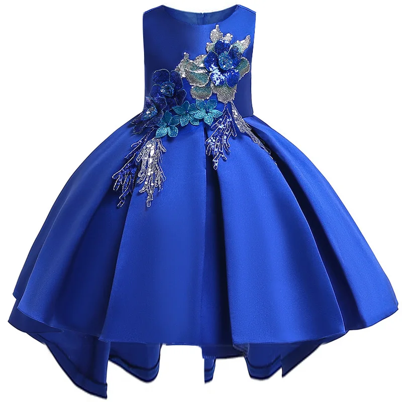 New girls tail dress twill forging sequins embroidered princess wedding banquet tuxedo suitable for 3-8 years old | Детская одежда и
