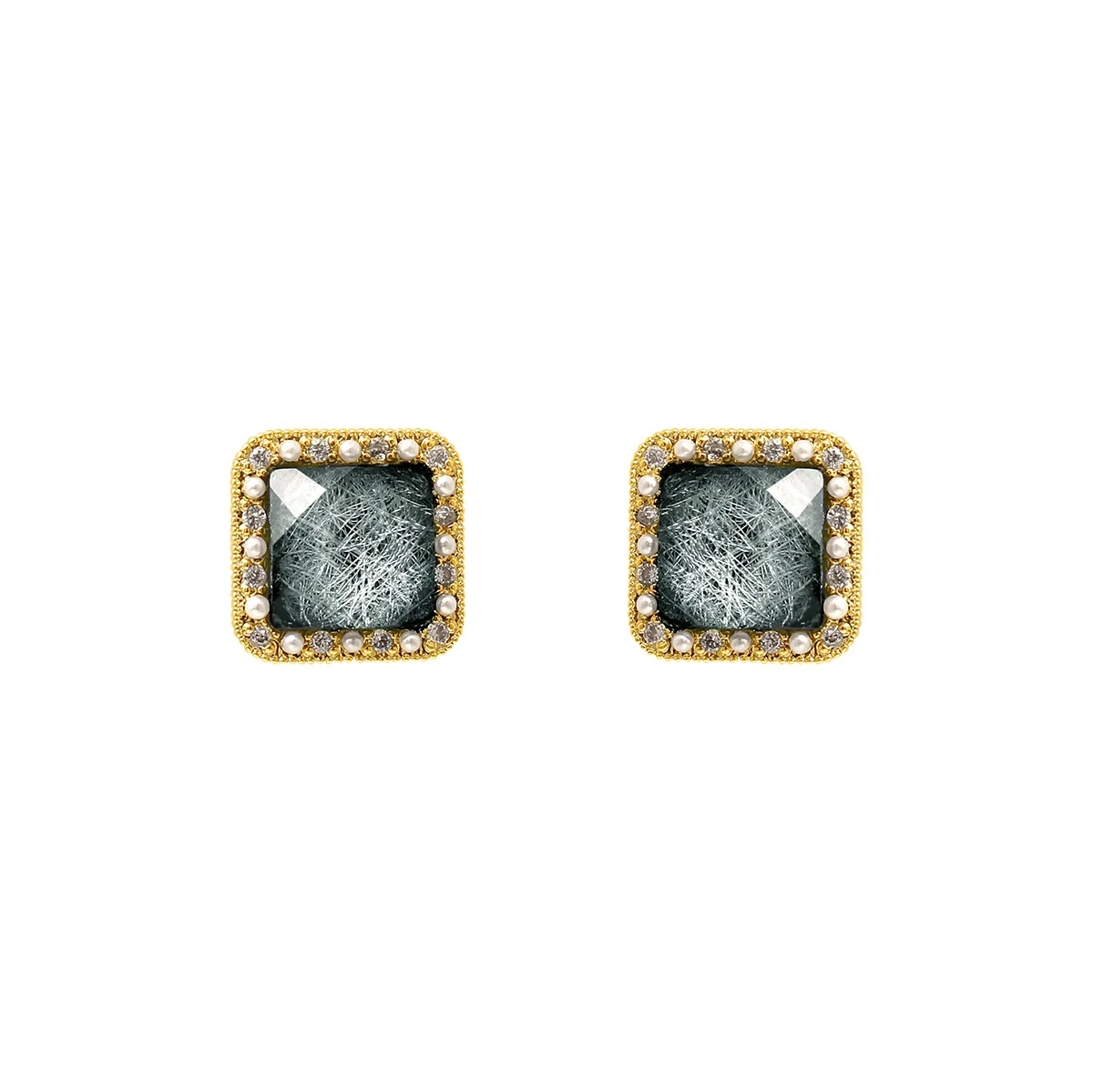 

New Fashion Earrings Square Starry Blue Pearl Earrings Ins Micro Inlaid Zircon Korea Fashion Earrings for Women 2021 Trend