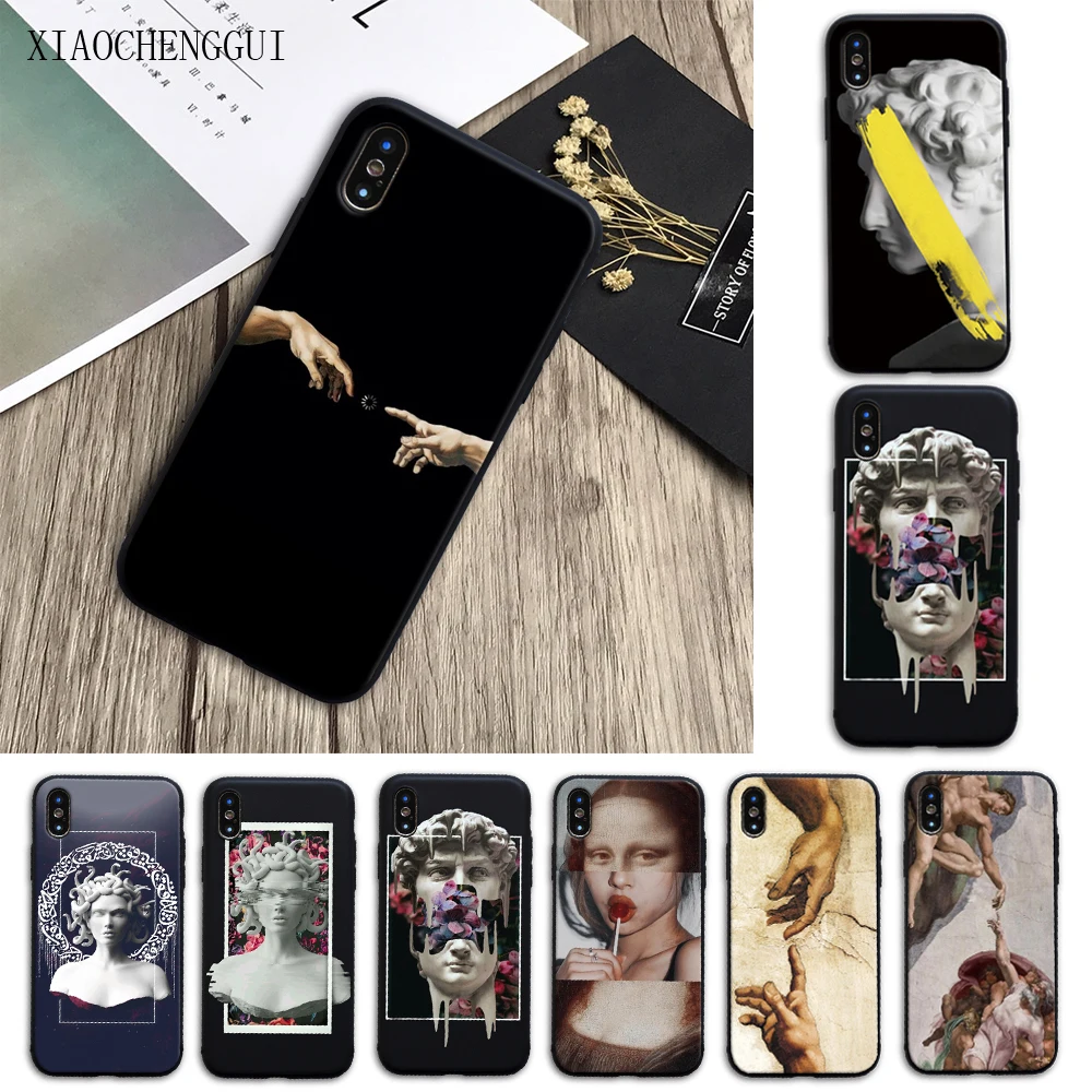 Для iphone 11 pro Чехол Мона Лиза арт Давид линии Мягкий силиконовый чехол для Apple 5 5S SE 6