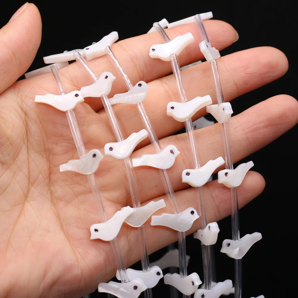 

20pc Natural White Mother-of-pearl Shell Beads Bird shape Loose Bead for Jewelry Making Necklace Earrings Supplies