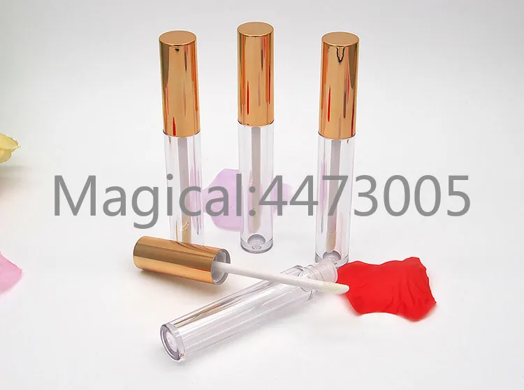 

4.5ml Cosmetic Plastic Lip Gloss Tube with Gold Cap, Makeup Concealer Refillable Container,Empty Clear Foundation Storage Bottle