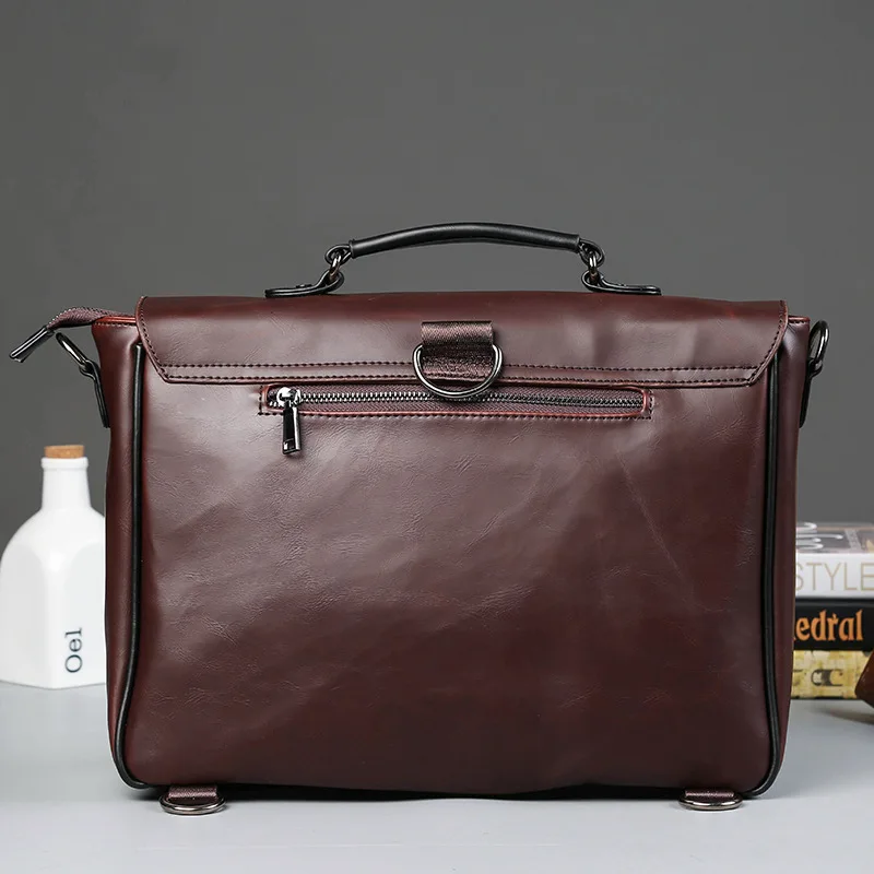 Top Quality Laptop Briefcase Crazy Horse Genuine Leather Laptop Bags Notebook PC Shoulder Bag For Business Man Vintage Bags