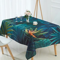 tropical green plant linen waterproof tablecloth palm leaf coffee table tablecloth environmental protection tablecloth decoratio