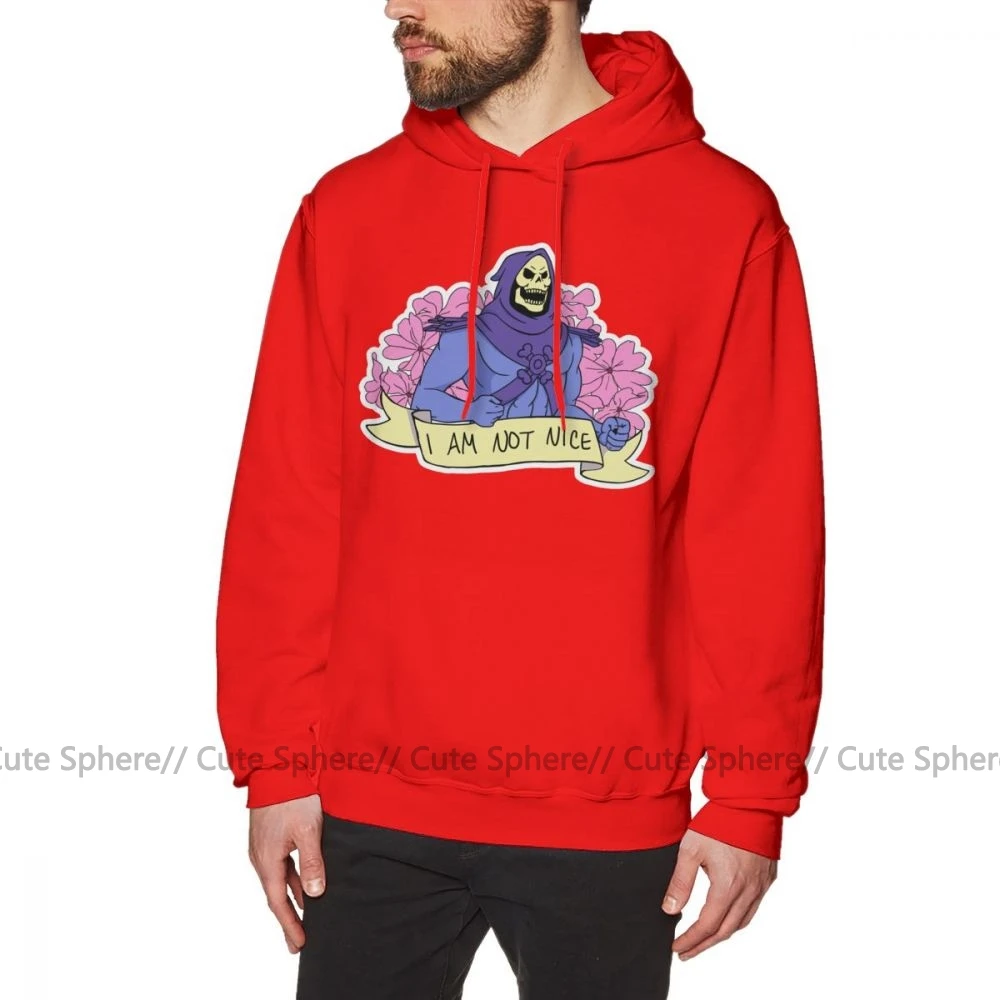Skeletor Толстовка I AM NOT милые толстовки модный Свободный пуловер Толстовка длинная Осенняя мужская XXXL хлопковая черная толстовка - Цвет: Red