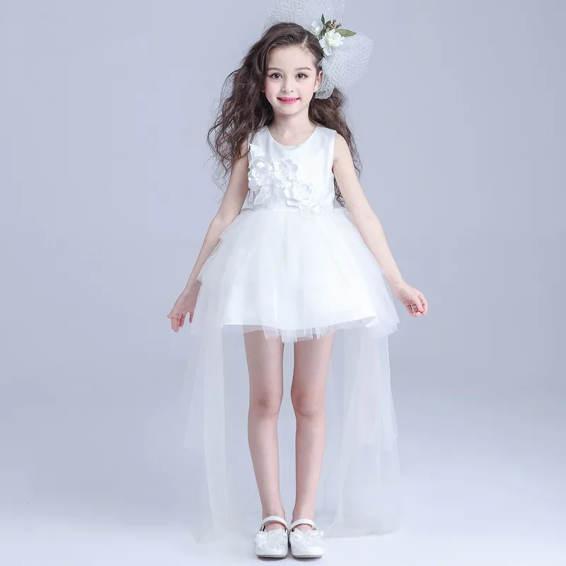 2020 Sweet Pincess Champagne Girl Dress Kids Girls Vestidos Summer Children Clothes For 3 4 6 8 10 12 14 Years Old AKF164089 | Детская