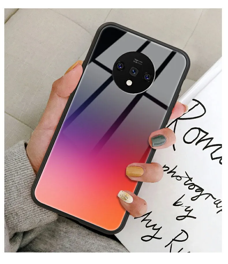 Чехол из закаленного стекла для телефона для Oneplus 7T Pro 7 Pro 6 6T 5 5T роскошный цветной градиентный чехол