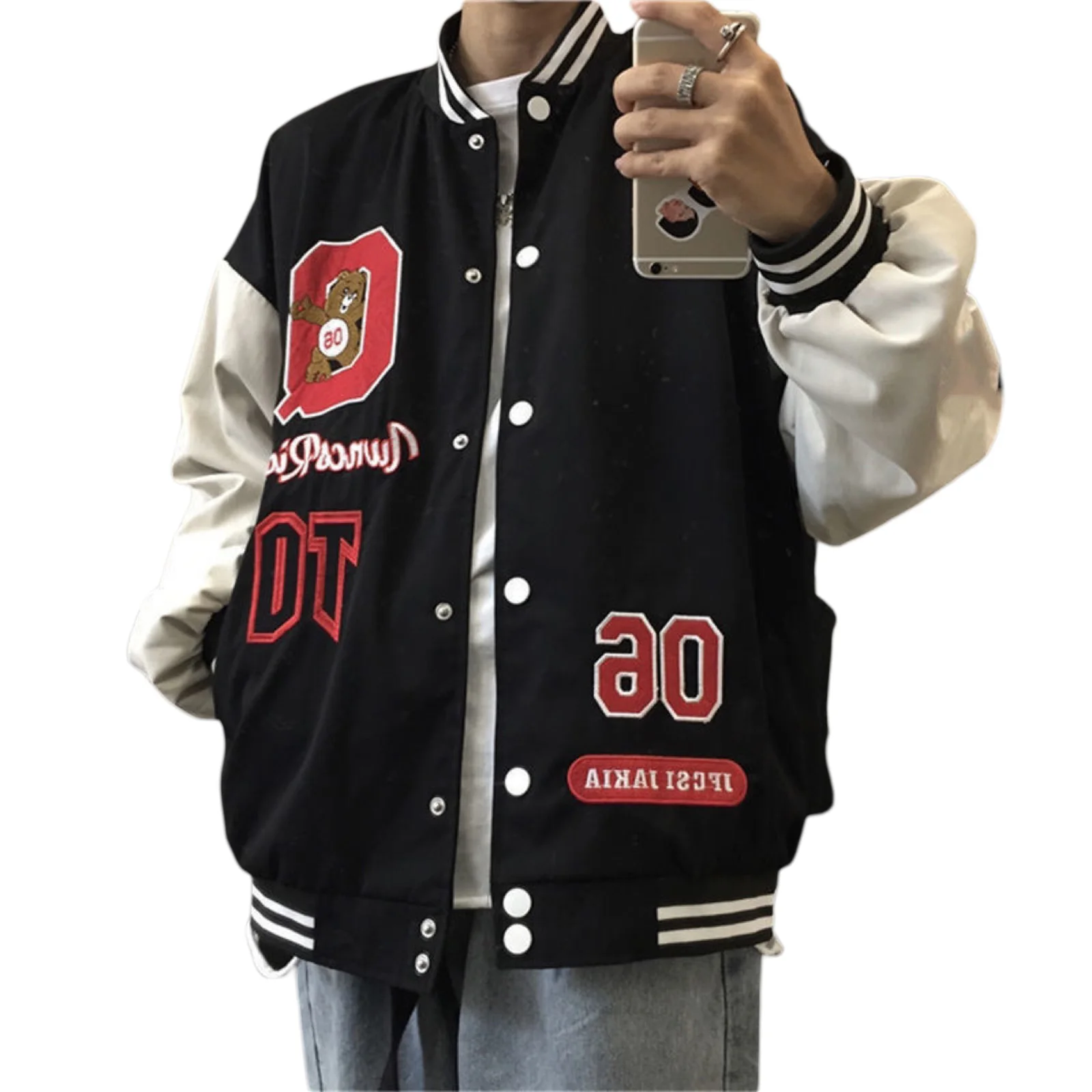Женская бейсбольная куртка оверсайз с длинным рукавом и надписью | одежда