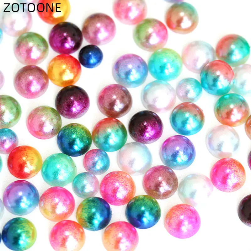 ZOTOONE разноцветные стразы из смолы Половина Круглая жемчужная бусина головистой
