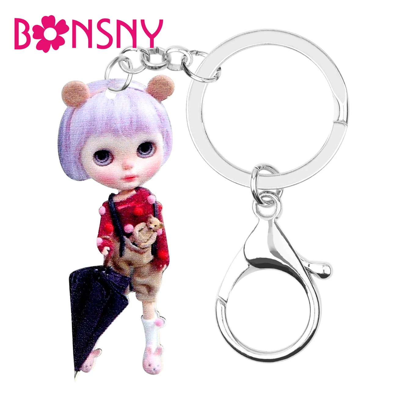 Bonsny акриловые Аниме Короткие волосы девушки зонтик женская сумка автомобильный