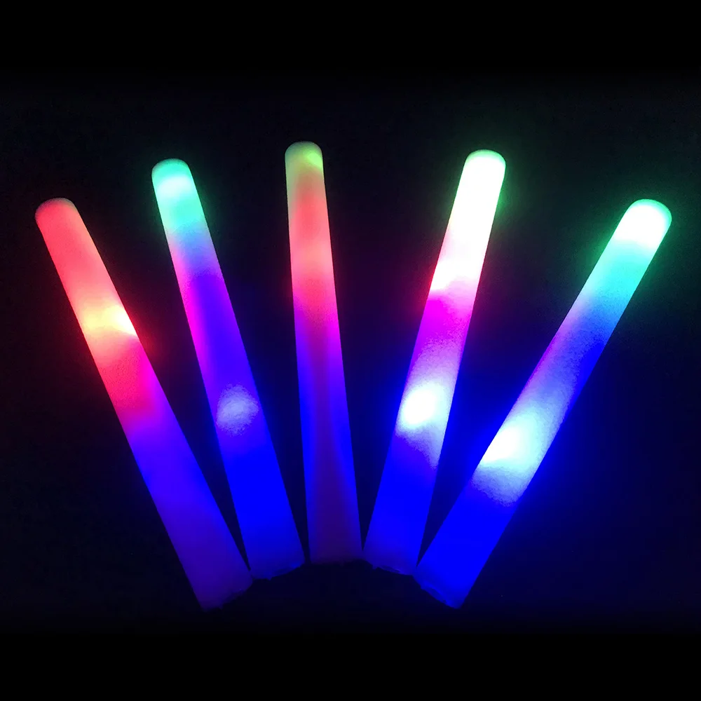 

24pcs Colorful Flashing LED Foam Sticks Glow Stick For Wedding Birthday Festival Party Concert Cheering Light Sponge Stick